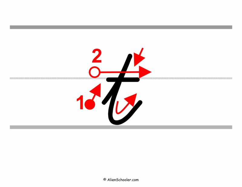 How to write a lowercase t in cursive