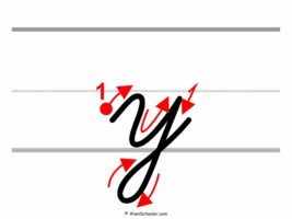 How To Write a Lowercase Y In Cursive (With Arrows)