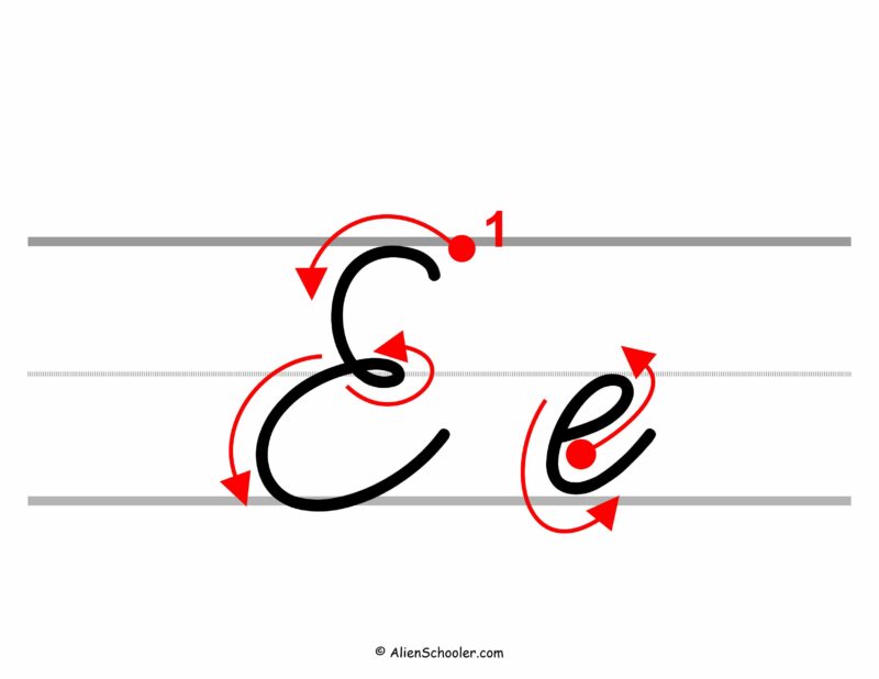 How to write a cursive E