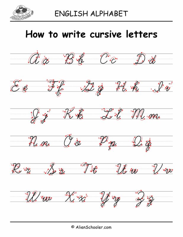 How to write cursive letters (with arrows)