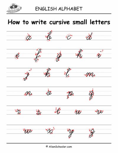 Cursive a to z small