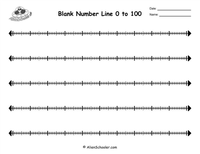 0 - 100 number line printable