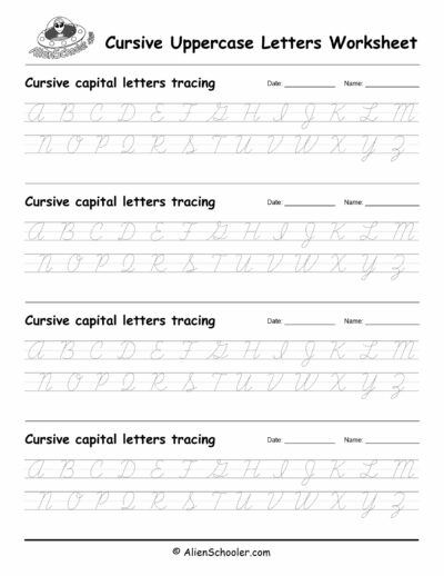 Capital Cursive Letters Practice Worksheet