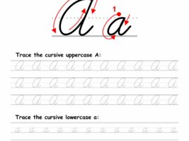 Tracing worksheet: Cursive letter A