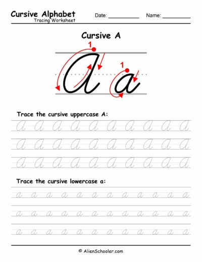 Cursive Letter A Tracing