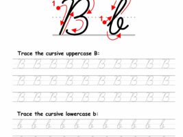 Tracing worksheet: Cursive letter B