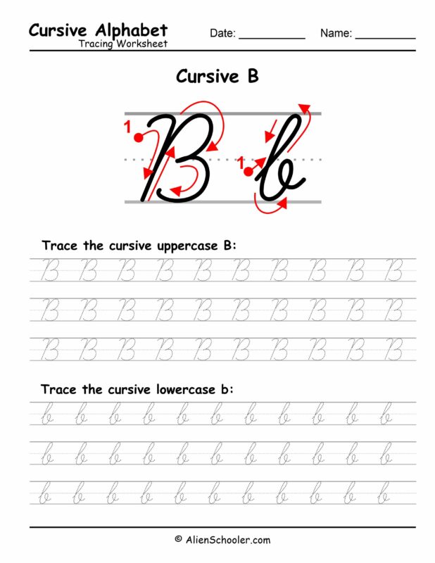 Cursive Letter B Tracing