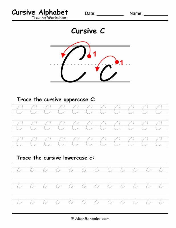 Cursive Letter C Tracing