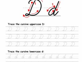 Tracing worksheet: Cursive letter D