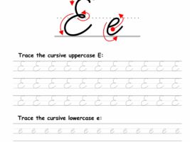 Tracing worksheet: Cursive letter E