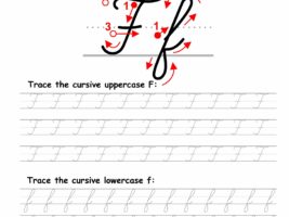 Tracing worksheet: Cursive letter F