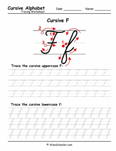 Cursive Letter F Tracing