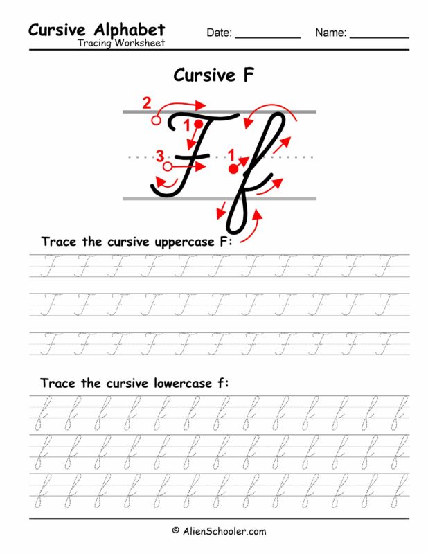 Cursive Letter F Tracing