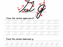 Tracing worksheet: Cursive letter G