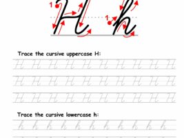 Tracing worksheet: Cursive letter H