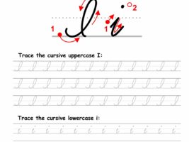 Tracing worksheet: Cursive letter I