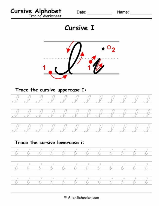 Cursive Letter I Tracing