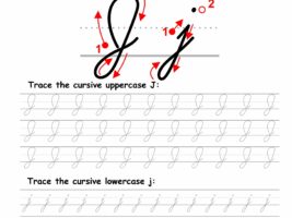 Tracing worksheet: Cursive letter J