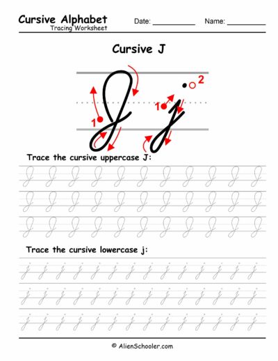 Cursive Letter J Tracing