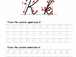 Tracing worksheet: Cursive letter K