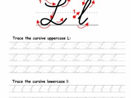 Tracing worksheet: Cursive letter L