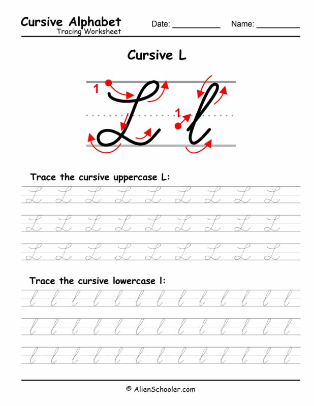 Cursive Letter L Tracing