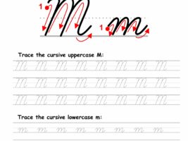 Tracing worksheet: Cursive letter M