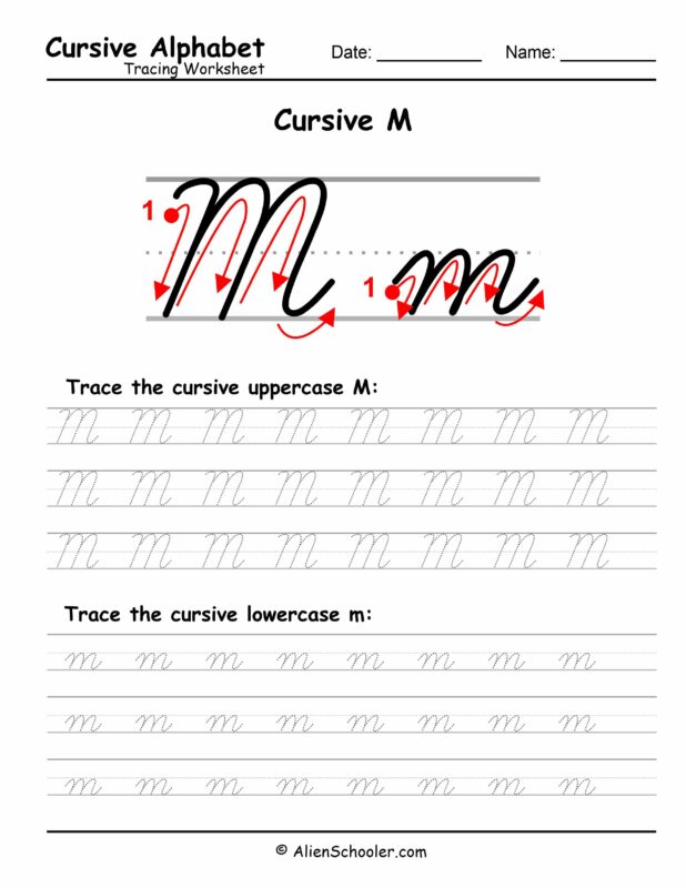 Cursive Letter M Tracing