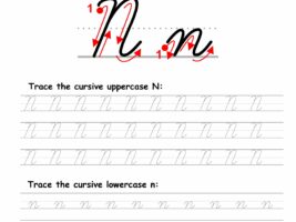 Tracing worksheet: Cursive letter N