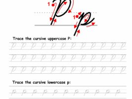 Tracing worksheet: Cursive letter P