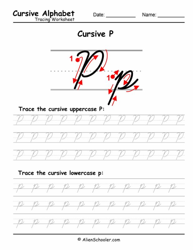 Cursive Letter P Tracing