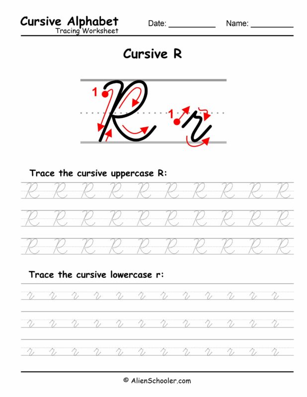 Cursive Letter R Tracing