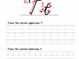 Tracing worksheet: Cursive letter T