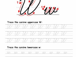 Tracing worksheet: Cursive letter W