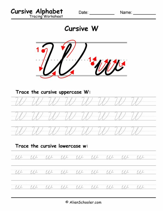 Cursive Letter W Tracing