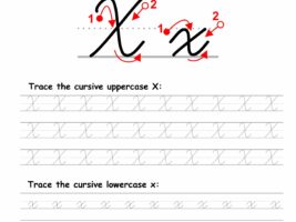 Tracing worksheet: Cursive letter X