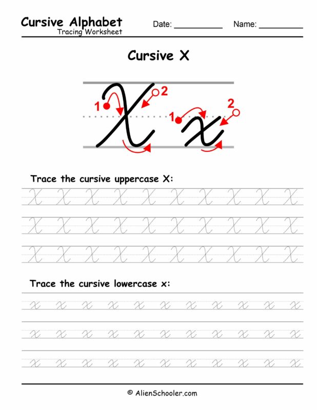 Cursive Letter X Tracing