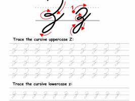 Tracing worksheet: Cursive letter Z