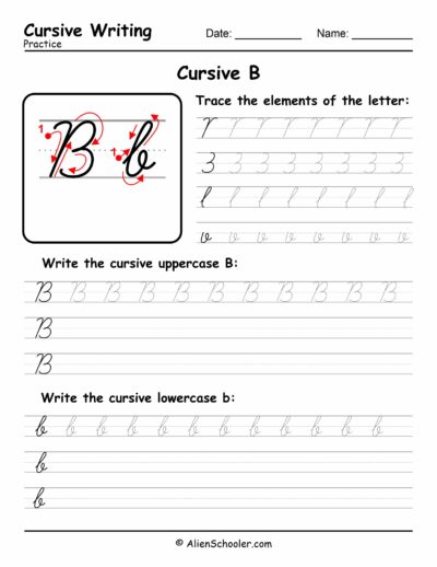 Cursive writing worksheet: The letter B