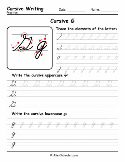 Cursive writing worksheet: The letter G