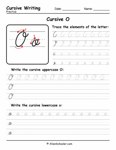 Cursive writing worksheet: The letter O