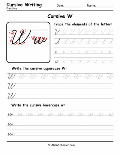 Cursive writing worksheet: The letter W