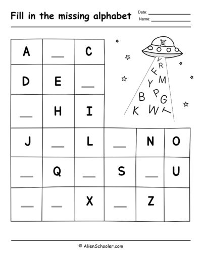 Fill In The Missing Letter For Kindergarten