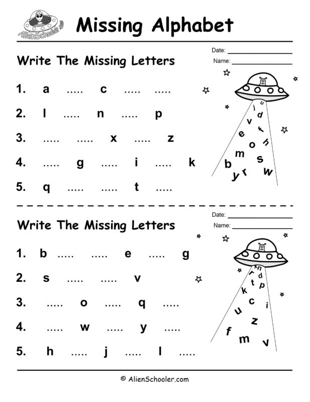 Missing Letters, Alphabet Worksheet