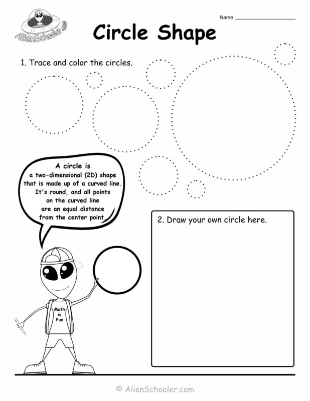 Circle shape worksheet: trace and draw the circles