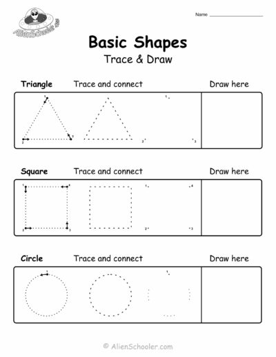 Trace and Draw Basic Shapes Worksheet