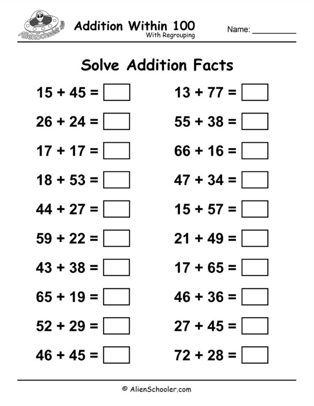 Addition Facts to 100