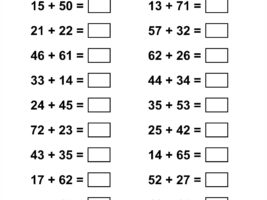 Addition with Sums Under 100 Without Regrouping Worksheet