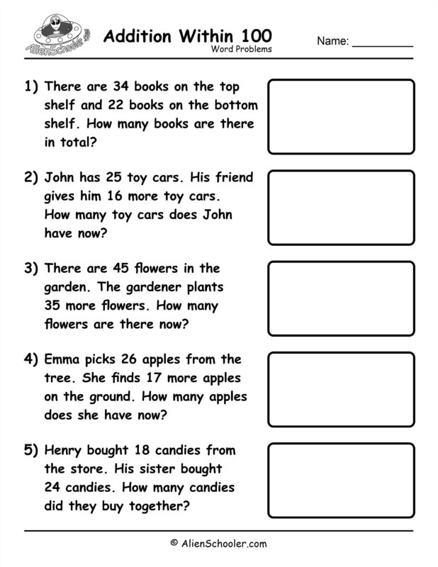 2 Digit Addition Word Problems