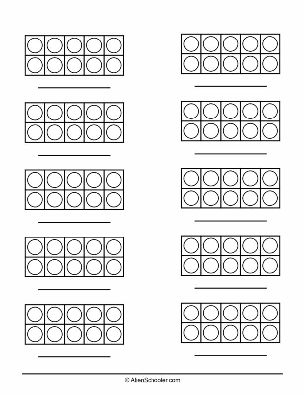 Blank Ten-frame with Empty Dots Printable PDF